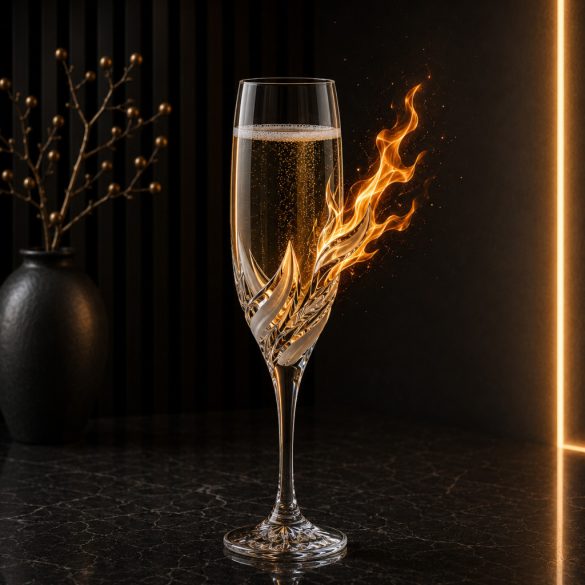 Fire * Crystal Champagne flute glass 150 ml (Toc18685)