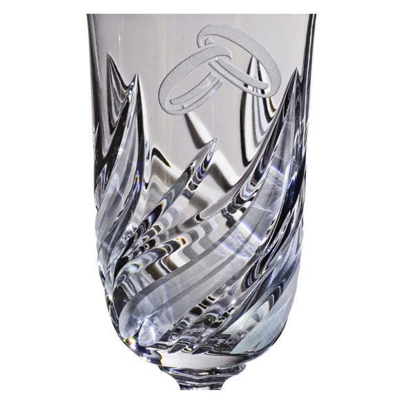 Fire * Crystal Crystal Champagne flute set for wedding (2 pcs) (LGyű18698)